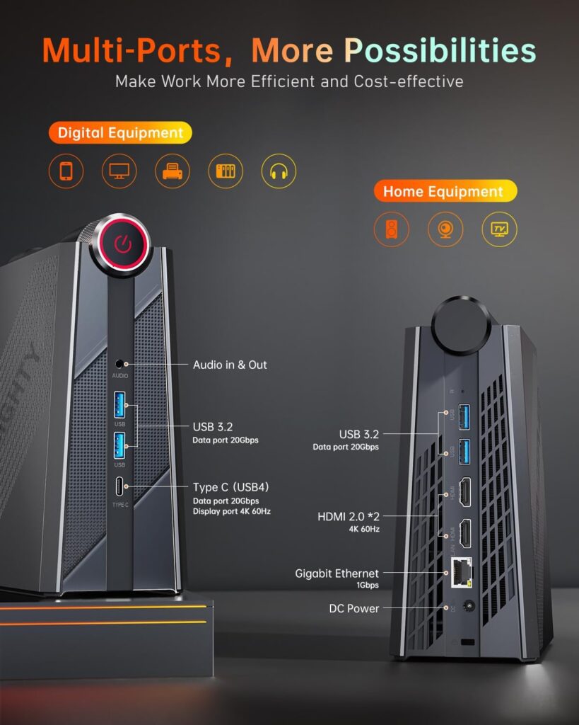 ACEMAGICIAN [Dual LAN Mini Gaming PC] AMD Ryzen 7 5700U Mini PC (8C/16T, up to 4.3Ghz) 16GB DDR4 512GB NVMe SSD Mini Computers, 4K Triple Display Mini Desktop Bluetooth/WiFi 6/Dual Channel