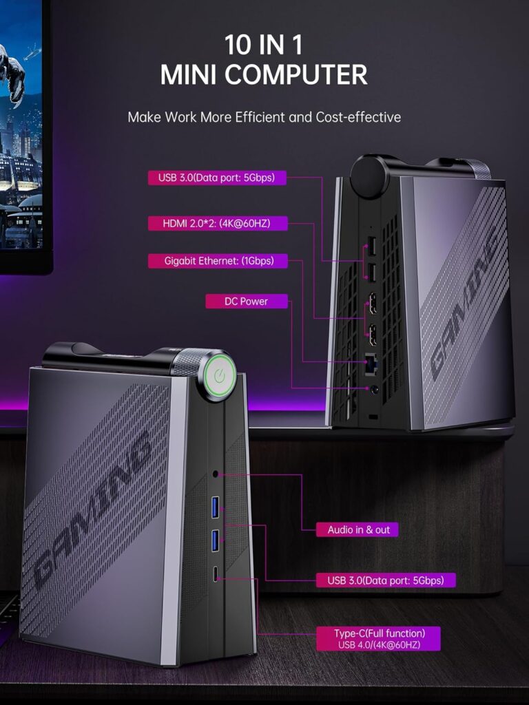 ACEMAGICIAN [Dual LAN Mini Gaming PC] AMD Ryzen 7 5700U Mini PC (8C/16T, up to 4.3Ghz) 16GB DDR4 512GB NVMe SSD Mini Computers, 4K Triple Display Mini Desktop Bluetooth/WiFi 6/Dual Channel