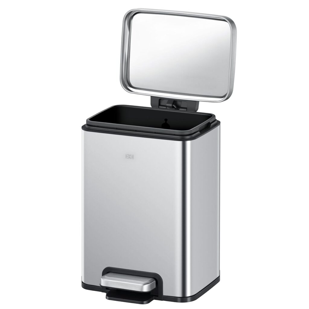 EKO Madison Matte Stainless 50 Liter/13.2 Gallon Step Trash Can w/Inner Liner - Fingerprint Resistant Finish