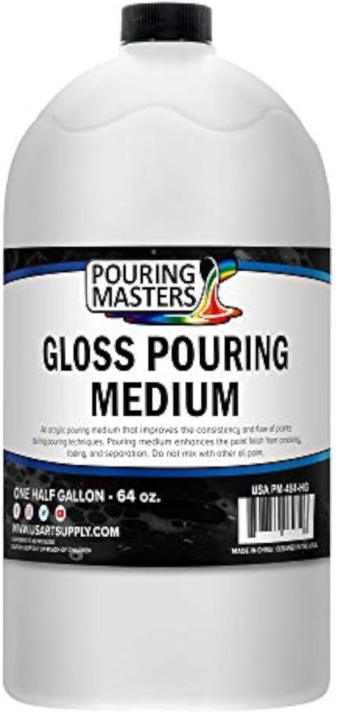 U.S. Art Supply Professional Gloss Pouring Effects Medium, 64 oz. (Half-Gallon) - Improves Flow Consistency, Artist Techniques to Create Cell Effects, Mix with Art Acrylic Paint, Adjusts Viscosity