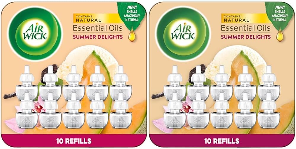 Air Wick Plug in Scented Oil Refill, 10ct, Fresh Linen, Air Freshener, Essential Oils, Eco Friendly Pack