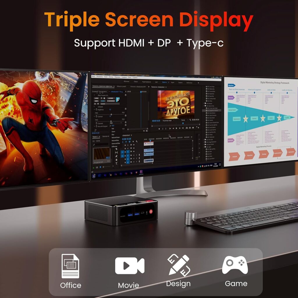 Beelink Mini PC AMD Ryzen 7 5700U Up to 4.3GHz 8C/16T, SER5 16GB RAM 1TB SSD Graphics 8core 1900 MHz, M.2 SSD NVME 2280 Mini Computer WiFi 6/BT5.2/HDMI/DP/USB3.2,Gaming/Office
