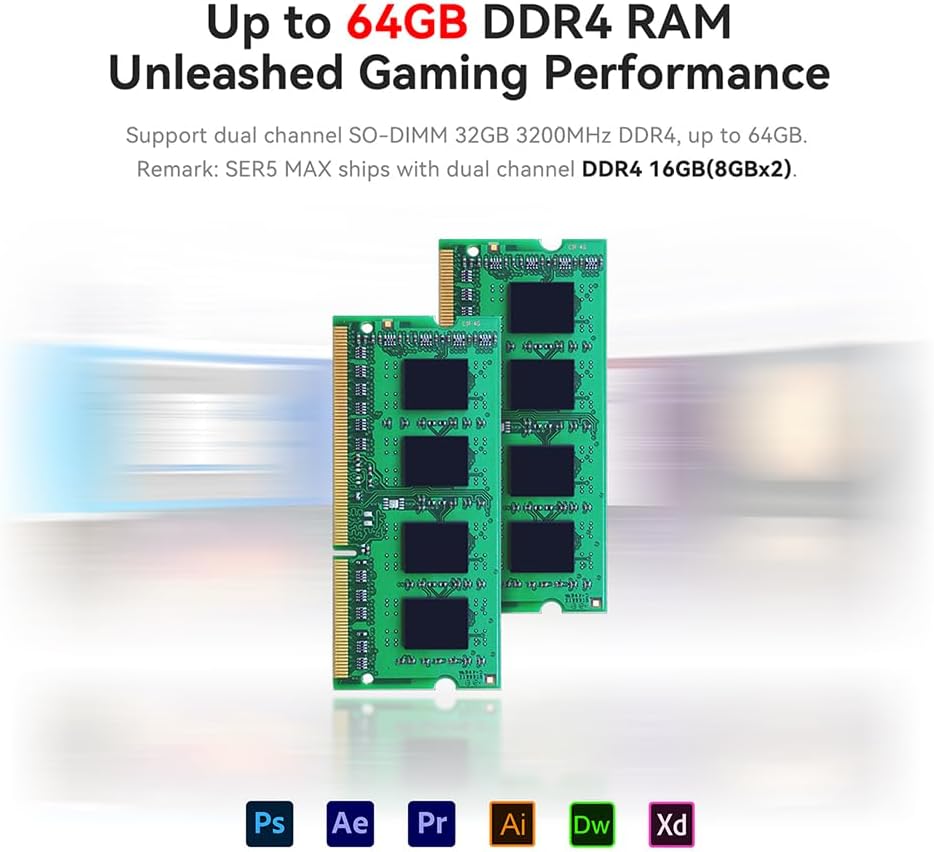 Beelink Mini PC SER5, AMD Ryzen 7 5700U(up to 4.3GHz), Mini Computer 16GB DDR4 RAM 500GB NVME SSD, Micro PC 4K@60Hz Triple Display HDMI DP USB-C, 35W High Performance Office Gaming HTPC W-11 Pro