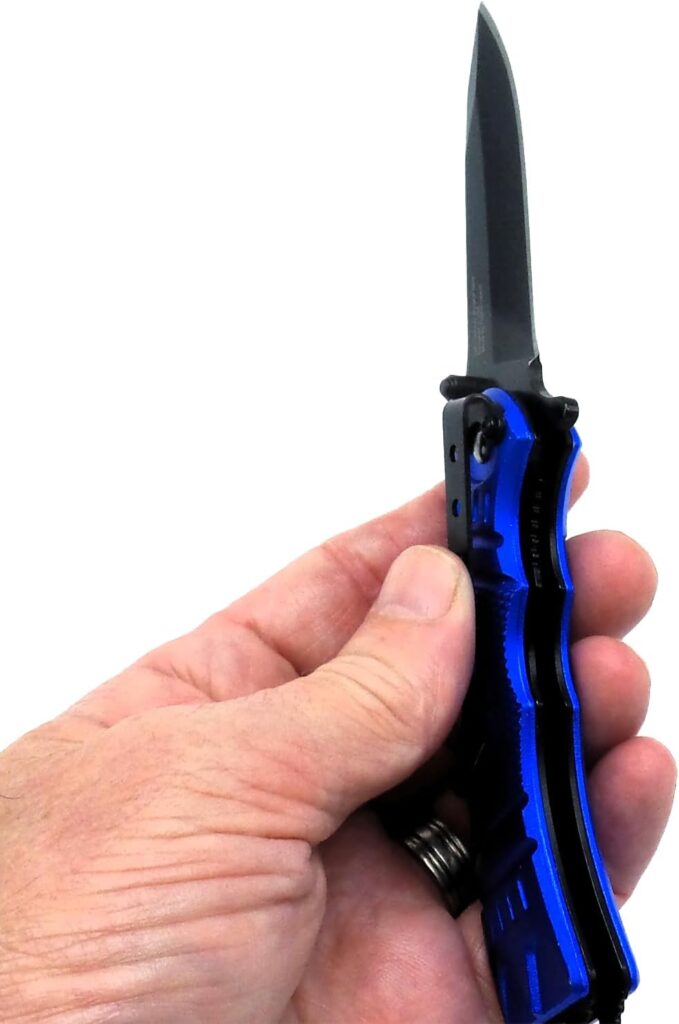 8 Inch Spring Assisted Foldable EDC Pocket Knife, w/Belt Clip German Surgical Steal DP Blade Everyday-Hunting-Fishing-Rescue-Tactical (Black)