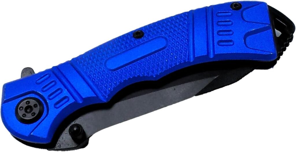 8 Inch Spring Assisted Foldable EDC Pocket Knife, w/Belt Clip German Surgical Steal DP Blade Everyday-Hunting-Fishing-Rescue-Tactical (Black)