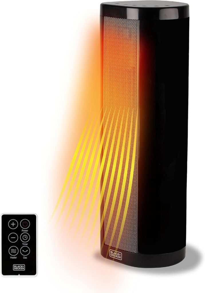 BLACK+DECKER Portable Space Heater, Room Space Heater with Carry Handle for Easy Transport