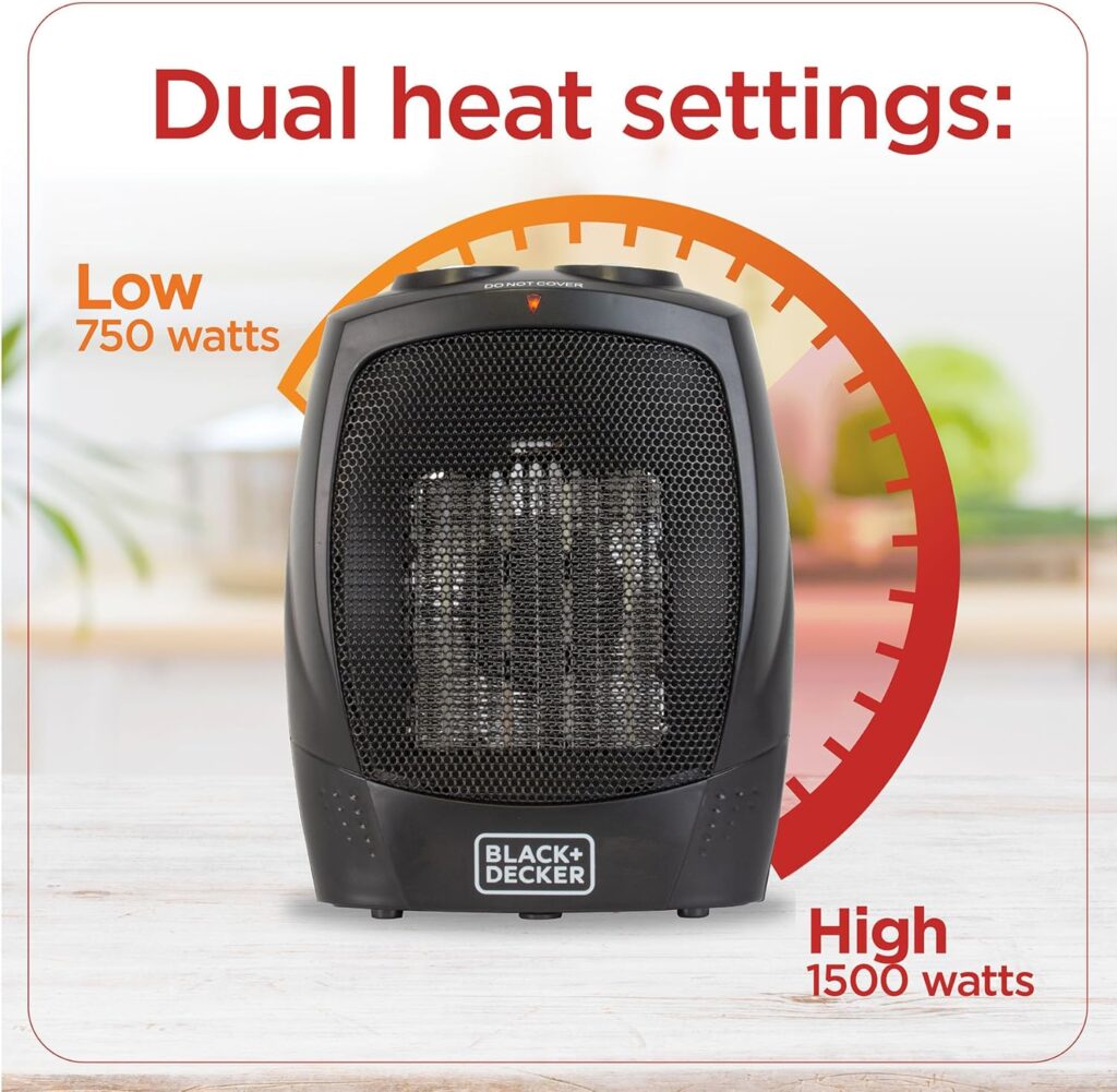 BLACK+DECKER Portable Space Heater, Room Space Heater with Carry Handle for Easy Transport