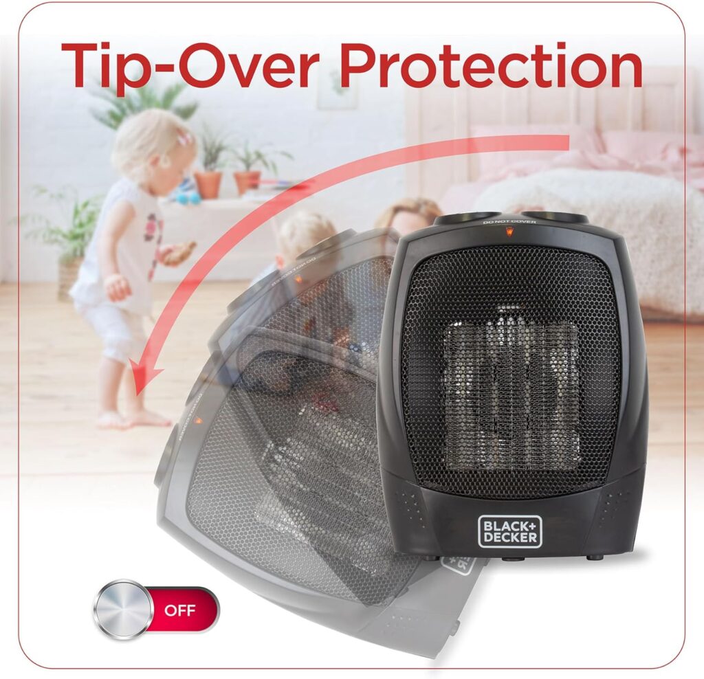 BLACK+DECKER Portable Space Heater, Room Space Heater with Carry Handle for Easy Transport