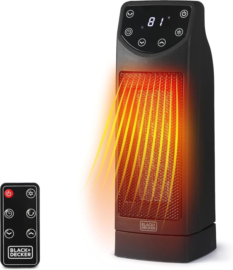 BLACK+DECKER Portable Space Heater, Room Space Heater with Carry Handle for Easy Transport