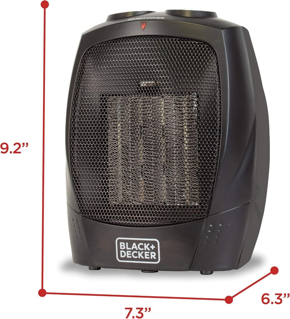 BLACK+DECKER Portable Space Heater, Room Space Heater with Carry Handle for Easy Transport