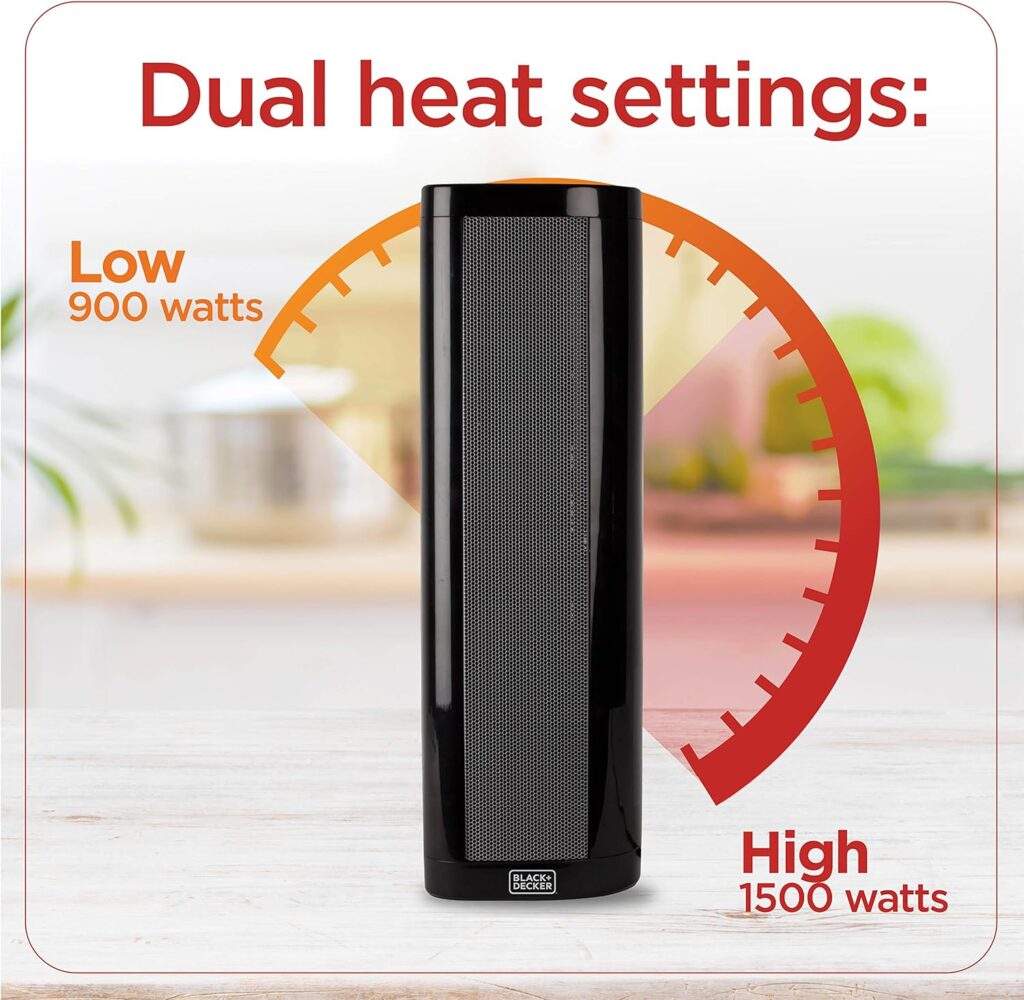 BLACK+DECKER Portable Space Heater, Room Space Heater with Carry Handle for Easy Transport