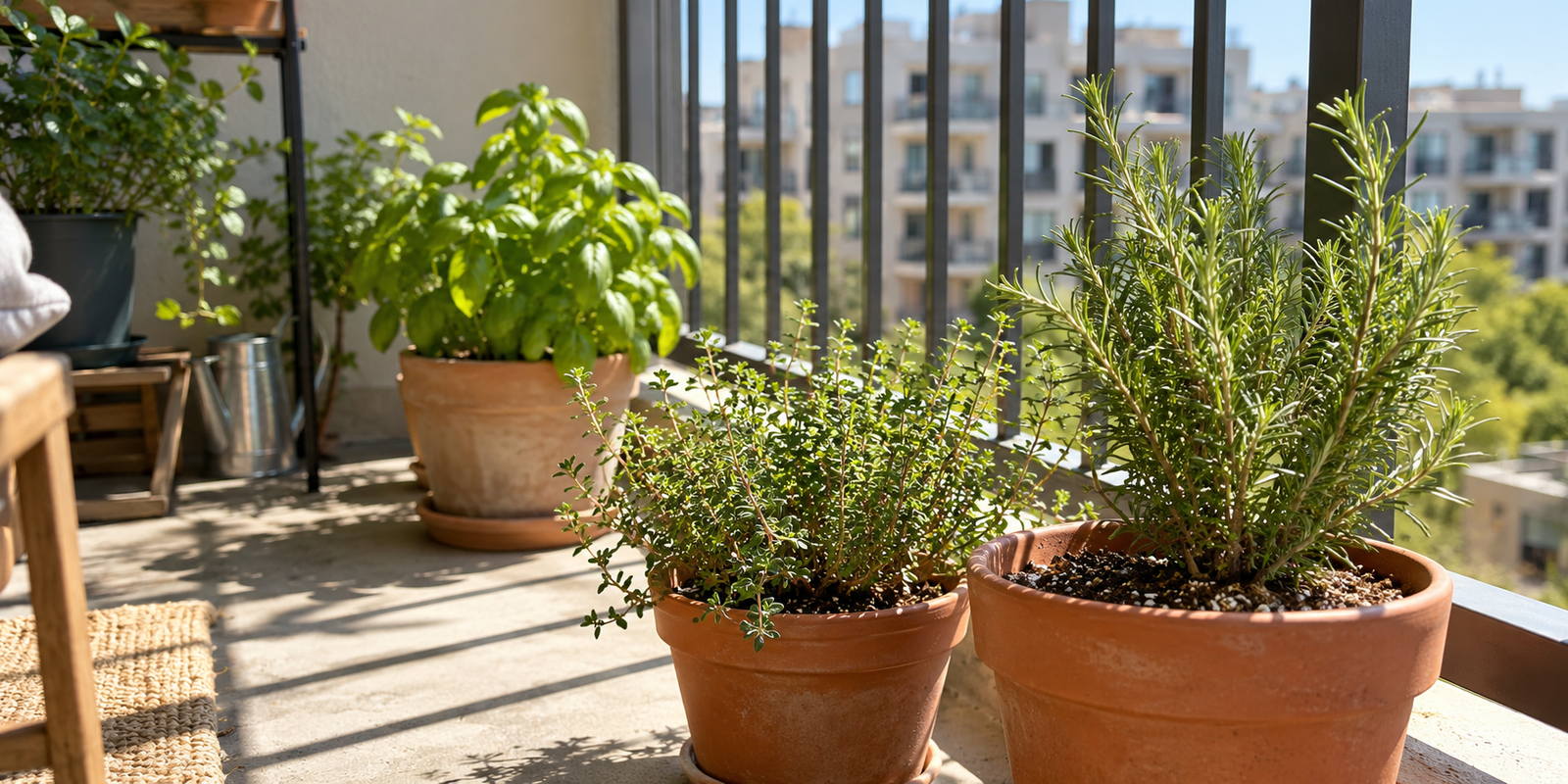 sun exposure guide for choosing herbs for a sunny apartment balcony