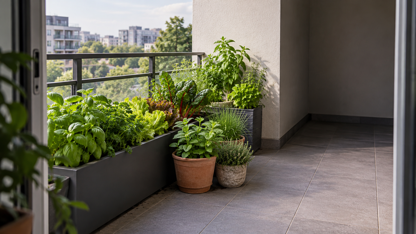 diagram showing light conditions for a low light balcony garden on a north-facing balcony
